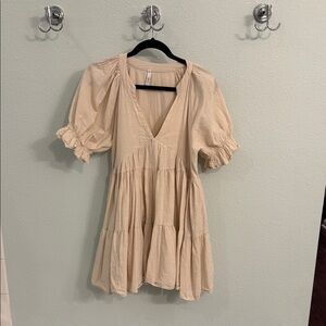 Anthropologie Cream Puff Sleeve Dress